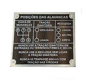 PLAQUETA DO PAINEL 4 MARCHAS JEEP RURAL F75 NA COR PRETA