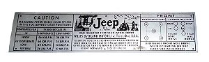 PLAQUETA DO PAINEL DAS INFORMAÇÕES TÉCNICAS JEEP CJ3 CJ3A CJ5 NATURAL