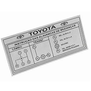 PLAQUETA DO PAINEL TOYOTA BANDEIRANTES 4 MARCHAS COM REDUZIDA ALUMÍNIO