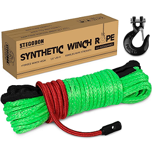 Kit de Corda Sintética para Guincho 1/4" x 15 metros (Verde) – Alta Performance e Segurança com Capacidade de 4.535 kg (10.000 lbs) para ATV, UTV e Veículos Off-Road