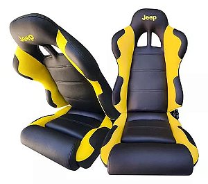 Banco Concha Reclinavel Para Jeep Willys / Ford CJ5 Preto e Amarelo