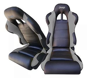 Banco Concha Reclinavel Para Jeep Willys / Ford CJ5 Preto e Cinza