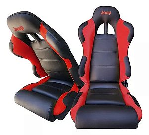 Banco Concha Reclinavel Para Jeep Willys / Ford CJ5 Preto e Vermelho