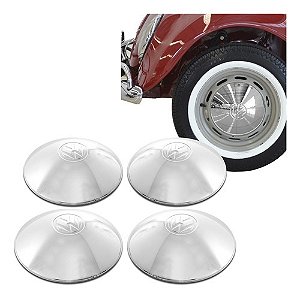 Calota Aço Cromada Primeira Linha Roda 5 Furos VW Fusca 1200 1300 Até 1974 Karmann Ghia Até 1969