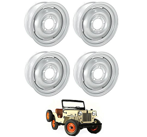 JOGO DE RODA ORIGINAL PARA JEEP WILLYS CJ3B ARO 16X6 / 5 FUROS 4 UN