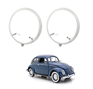Par Moldura Aro do farol fusca VW ferro cromado com 2 furos ano 56/62