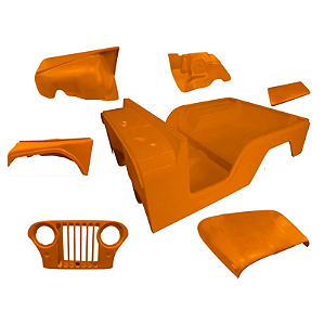 Carroceria em Fibra Laranja para Jeep Willys CJ5 1955 à 1983