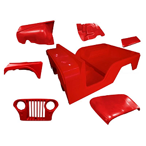 Carroceria em Fibra Vermelha Jeep Willys CJ5 1955 à 1983