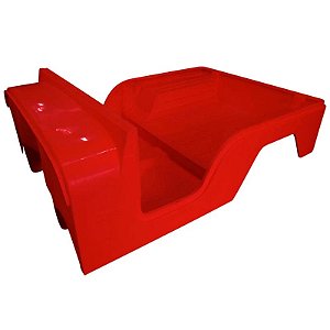 Caixote Carroceria Em Fibra Jeep Willys / Ford CJ5 na Cor Vermelha