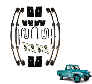 Kit Feixe Molas De Adaptação Para Suspensão Pick Up F75 Ford / Willys Canela Fina Jumelo Articulável