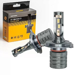Kit Lampada Led T2 Ultra Slim 6000lm Hb3/hb4 6000k Tarponn Hb4 Cinza Branco-frio