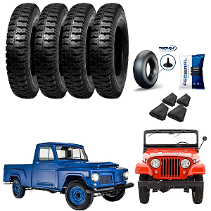 Pneu 650-16 Borrachudo Ap22 Anteo Com Câmara Jeep /Rural / F75 Ford-Willys Jogo 4 Unidades