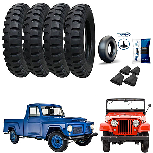 Jogo Pneu Militar Anteo 650 x 16 Com Câmaras de Ar Picape F-75 Jeep Willys