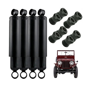 Kit 4 Amortecedores de Suspensão + Buchas Jeep Willys CJ2-A