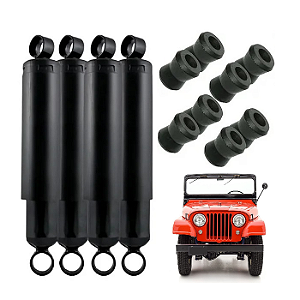 Kit 4 Amortecedores de Suspensão + Buchas Jeep Willys / Ford CJ5