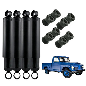 Kit 4 Amortecedores de Suspensão + Buchas F75 Ford / Willys