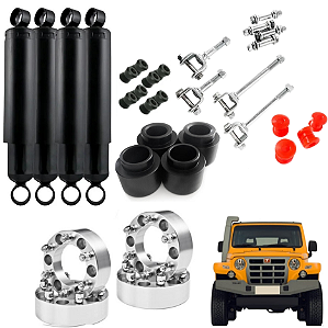 Kit Troller até 2014 Amortecedor 3"+ Reposicionador de Amortecedor + Calço 3" + Espaçador de Roda 38mm