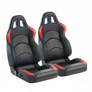 BANCO RALLYE DESIGN STRADALE EM COURVIN PRETO COM VERMELHO