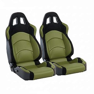 BANCO RALLYE DESIGN STRADALE EM COURVIN PRETO COM PRETO E VERDE MILITAR