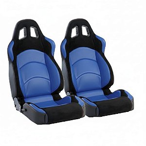 BANCO RALLYE DESIGN STRADALE EM COURVIN PRETO COM PRETO E AZUL