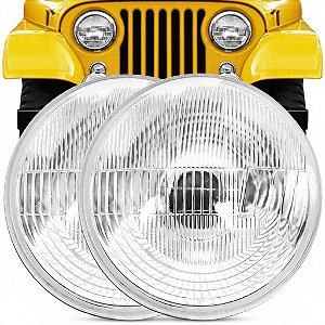 Par Bloco Farol Jeep Willys / Ford CJ5 Com Soquete E Lâmpada