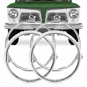 KIT ARO CROMADO DO FAROL RURAL F75 FORD / WILLYS INTERNO E EXTERNO