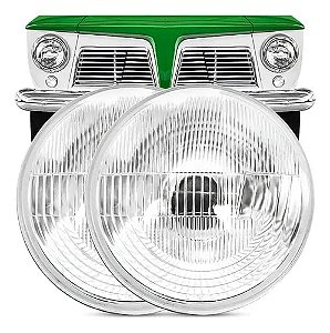 Par Bloco Farol Rural F75 Willys / Ford Com Soquete E Lâmpada