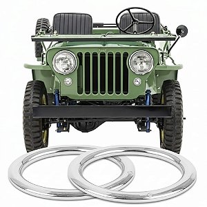 PAR ARO CROMADO DO FAROL JEEP FORD WILLYS CJ2A CJ3A DO ANO 1946 A 1952