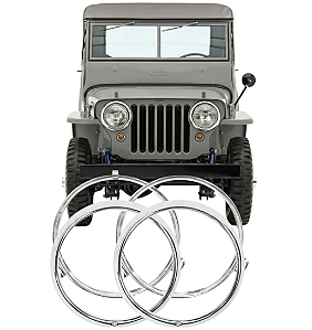 KIT ARO CROMADO DO FAROL INTERNO E EXTERNO JEEP WILLYS CJ2A