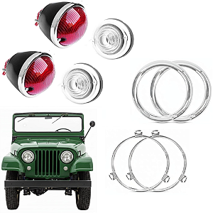 KIT LANTERNA DIANTEIRA E TRASEIRA SEM VIGIA + ARO INTERNO E EXTERNO DO FAROL