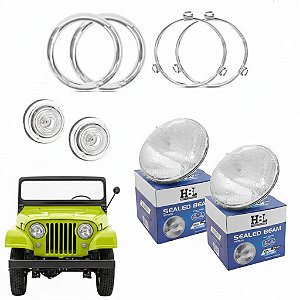 KIT COMPLETO DE ILUMINAÇÃO DIANTEIRA JEEP WILLYS / FORD CJ5