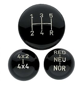 JOGO DE BOLA DE CÂMBIO CLARK 5 MARCHAS 4X4 RED COM INDICAÇÃO PRETA JEEP RURAL F75 - WILLYS