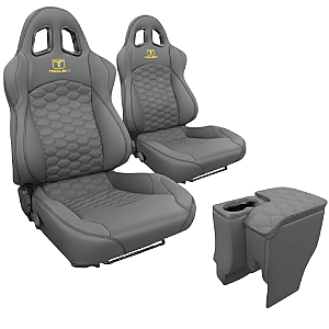 BANCO PARA TROLLER RALLYE DESIGN STRADALE EM COURO (PAR) + CONSOLE CINZA