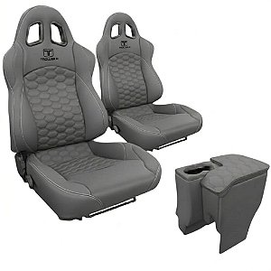 BANCO PARA TROLLER RALLYE DESIGN STRADALE EM COURO (PAR) + CONSOLE CINZA