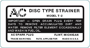 Decalque Adesivo do Filtro de Combustível - Padrão Original (Jeep MB, GMC CCKW, M8, M29)