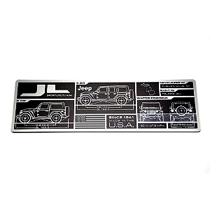 Placa de Dados de Identificação Original Mopar – Jeep Wrangler JL e JLU