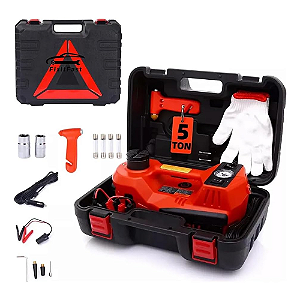 Macaco Hidráulico Elétrico FINYQBET 5 Toneladas 12V – Kit Portátil com Compressor 150 PSI e Lanterna LED