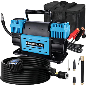 Compressor de Ar Off-Road 12V Duplo Cilindro (Heavy Duty) com Manômetro Digital e Bolsa de Transporte