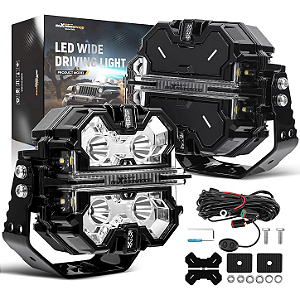 Par de Faróis Auxiliares de LED maXpeedingrods Série X (5” / 13 cm) Sistema Side Shooter 270° | Potência Extrema de 178W e 21.360 Lúmens com 3 Modos de Iluminação