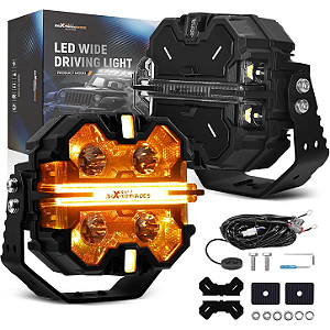 Par de Faróis de LED Heavy-Duty maXpeedingrods Série X – 5" (12,7 cm) Sistema Panorâmico Side Shooter 270° | Potência de 212W (25.440 LM) e Retroiluminação RGB de 7 Cores