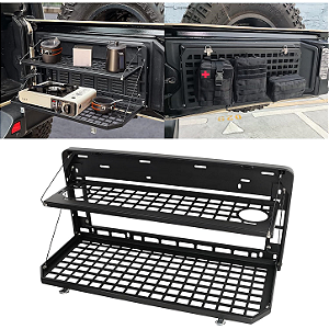 Mesa Traseira Dobrável de Alumínio com Painel MOLLE para Jeep Wrangler JK e JL (2 Portas e 4 Portas)