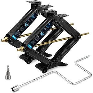 Par de Macacos Tesoura Estabilizadores de Nivelamento Kohree de 24" (61 cm) para RVs e Trailers - Capacidade de 2.268 kg (5.000 lbs) por Macaco | Inclui Manivela, Parafusos e Soquete para Broca