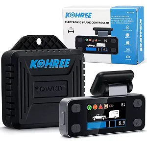 Controlador de Freio de Reboque Proporcional Kohree com Tela LCD e Chip Inteligente - Kit de Instalação Dividida para Carretas e Trailers de 1 a 4 Eixos