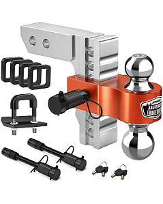 Engate de Reboque Ajustável Kohree de 15 cm (6") com Esfera Sólida Dupla, Receptor de 5 cm (2") e Almofadas de Amortecimento - Capacidade de 5,7 Toneladas (12.500 lbs GTW)
