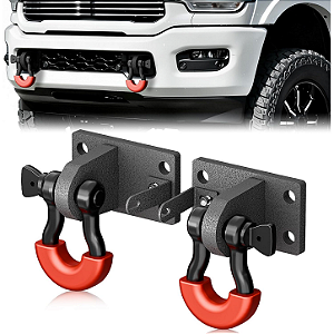 Par de Suportes de Gancho de Reboque Traseiro 5 cm (2") com Manilha de Anel D - Compatível com Dodge Ram 2500, 3500, 4500 e 5500 (Anos 2010 a 2020) | Estrutura Heavy Duty para Chassi