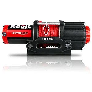 Guincho elétrico X-BULL de 4500 libras (2041 kg) com cabo sintético de 12V para quadriciclos, UTVs, barcos, caminhões e veículos 4x4.