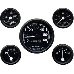 Kit Medidores Jeep Willys 0-60 MPH Ford GPW M38 Aro Preto Tático 12V