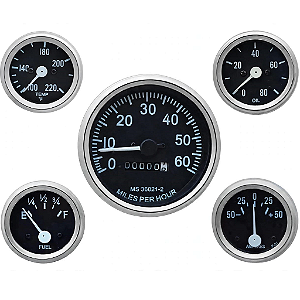 Kit Medidores Jeep Willys 0-60 MPH CJ2A CJ3A CJ3B Aro Cromado 12V