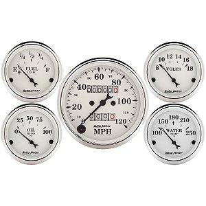 Kit Instrumentos Auto Meter 1601 Old Tyme White Street Rod Painel