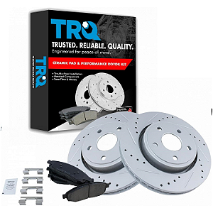 Kit Disco de Freio Perfurado Frisado Revestido Zinco TRQ Jeep Wrangler Cherokee 4x4